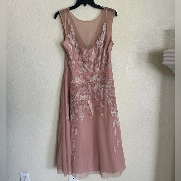 BCBGMaxAzria Pink Floral Embroidery Tulle Midi
Dress Sz 12 NWT - Picture 2 of 4